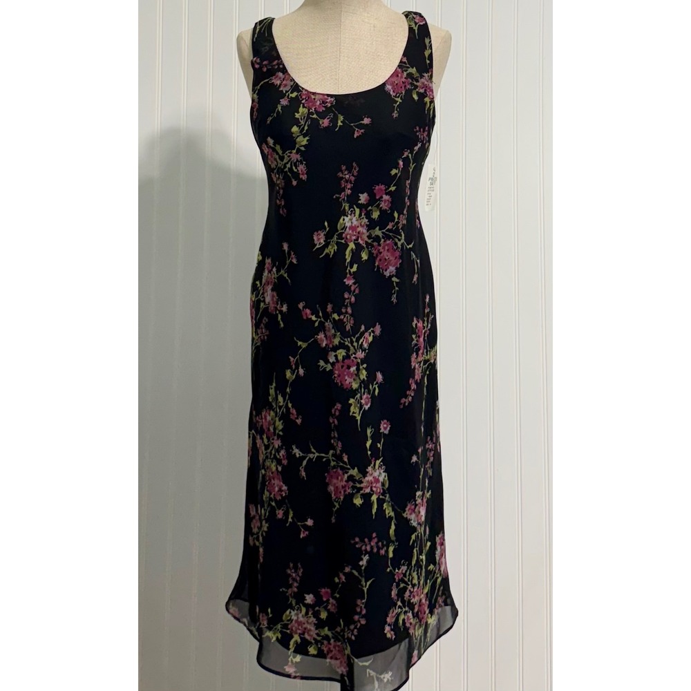 NWT VTG 90s Positive Attitude Sheer Floral Slip Dress‎ 10 Whimsigoth Fairy Y2K